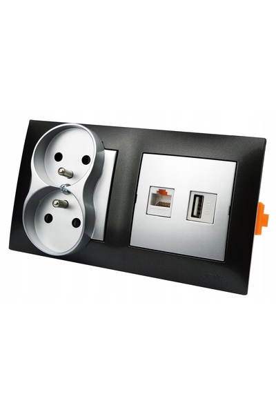 simonk Priză de perete încastrată 1 USB 1 RJ-45 2x 230V