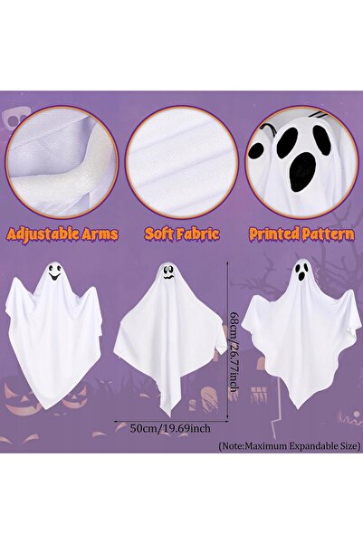 NO BRAND Set de 3 figurine suspendate Spirite de Halloween, 68 cm, decorațiun...