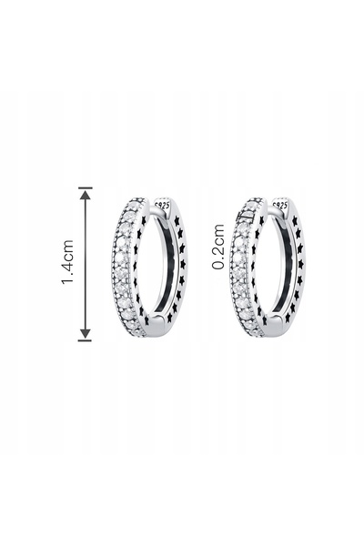 NO BRAND Cercei Fraise, cercuri de 1,4 cm cu zirconii, din argint S925, cu stele