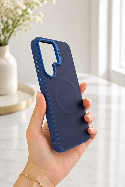 Case SAMSUNG S26 ULTRA Lacivert Deri Standlı Kılıf