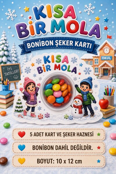 Emtory Home Kısa Bir Mola Sömestr Hediye Kartı- Çikolata Bisküvi Kartı - Karn...
