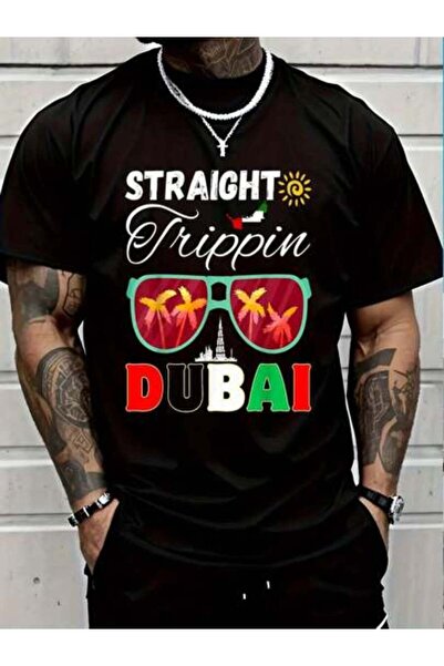 799 100% Cotton Straight Trippin Dubai Family Trip Summer Vacation Round Neck...