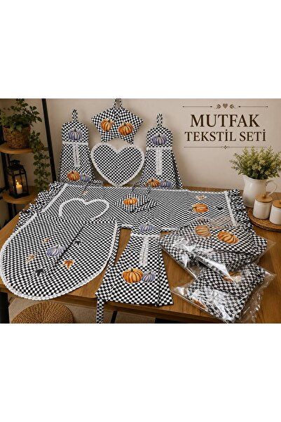EXİNOXSSALE Balkabaklı Mutfak tekstil seti