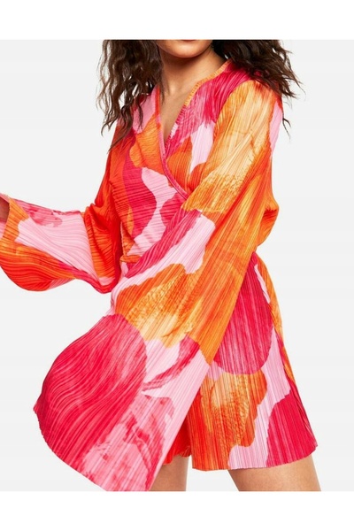 NO BRAND Salopetă scurtă plisată, cu aspect elegant, cu mâneci lungi, BOOHOO 36