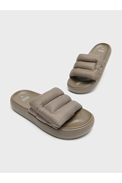 NO BRAND Papuci cu platformă gri închis, tip slip-on, clasici, cu velcro, măr...
