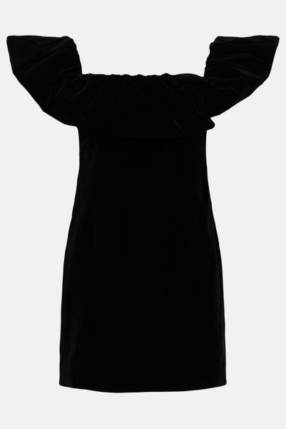 NO BRAND Rochie neagră de seară, mini, cu mâneci căzute pe umeri, Smooth Ware...