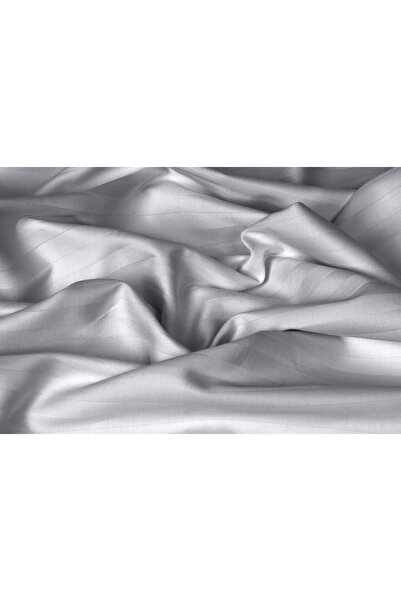 NO BRAND Lenjerie de pat damasc cu dungi din satin 160x200 gri deschis