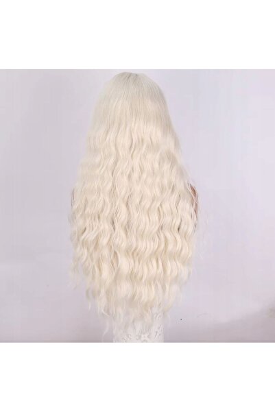 NO BRAND Perucă maro lungă ondulată cu breton 65cm