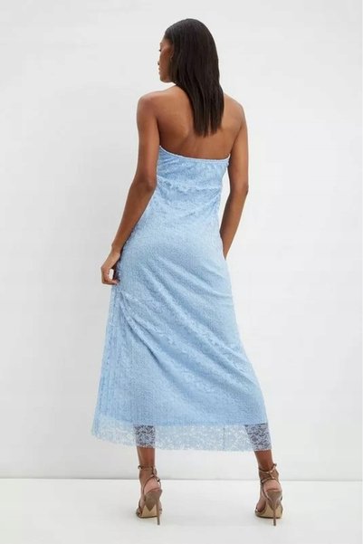 NO BRAND Rochie Dorothy Perkins midaxi albastră din dantelă, evazată, mărimea 42