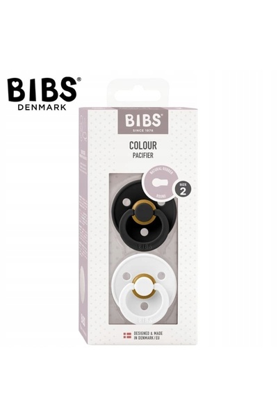 NO BRAND Smoczek Bibs Soothing Round Colour 2 bucăți Cauciuc 6 m+ Negru&Alb