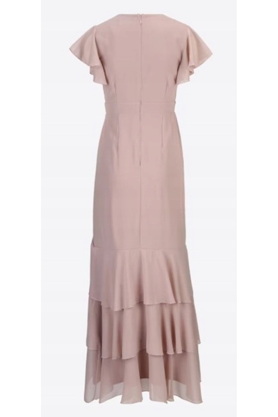 NO BRAND Rochie clasică roz, rochie lejeră, lungime midi, finisaj asimetric, ...