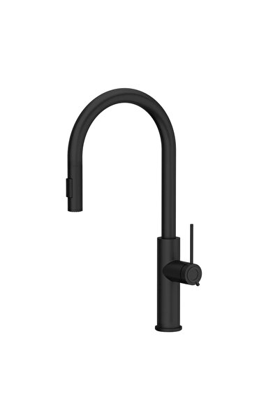 Quadron Robinet de bucătărie extractabil unic Q-Line Slim Jennifer, negru carbon