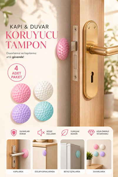 Anadolu Saray Çok Amaçlı Silikon Kapı Duvar Koruyucu Tampon 4'lü Paket Yapışk...