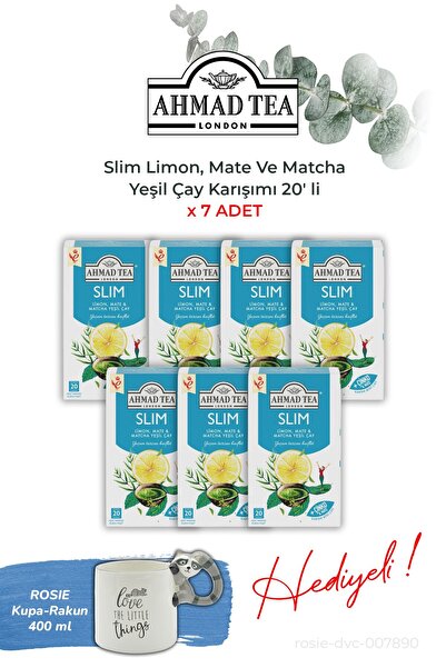 Ahmad Tea Slim Limon, Mate, and Matcha Green Tea Mix 7 Packs of 20 and Raccoo...