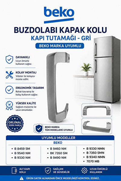 ÖZ BEYAZ EŞYA BEKO - Buzdolabı Kapak Tutamağı Gri