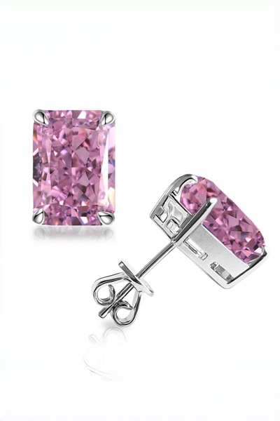 MEETMAY 18K Gold Plated S925 Silver Radiant Cut Earrings - 4ct 8x10mm Crushed...