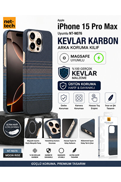 Nettech iPhone 15 Pro Max MagSafe Uyumlu Kevlar Karbon Telefon Kılıfı Ultra İ...