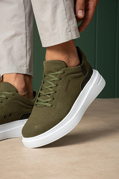 pabucmarketi Lace-Up Men's Sneakers Khaki Suede