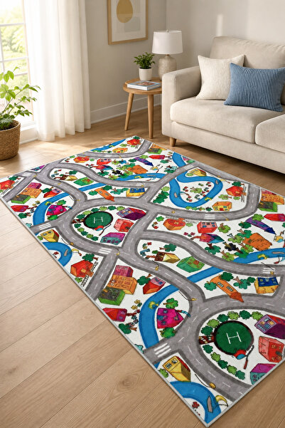 MİLY home decor Palmi Trafik Desenli Yıkanabilir Kaymaz Tabanlı Anti-Alerjik ...