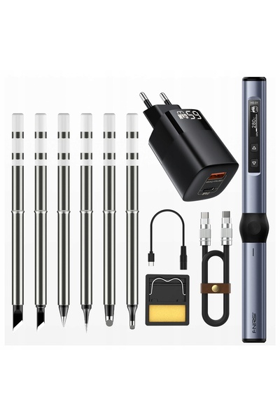 FNIRSI Set fier de lipit digital de precizie hs-01 65W + 6 vârfuri + sursă de...