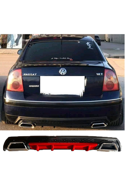 HasAkman Vw Passat B5 Kırmızı Difüzör Çiftli Kare Egzoz Görünümlü D Tip Difizör
