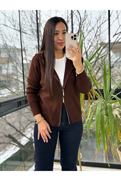 Flarsky Women's Double Zippered Knitwear Cardigan