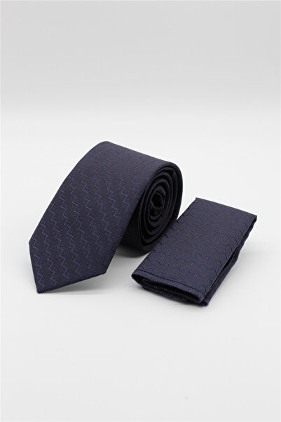İmza Navy Blue-Red Patterned 7 cm Tie 1090260113