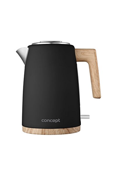 CONCEPTATERNA Fierbător electric 1,7L 2200W oțel Concept negru mat cu lemn