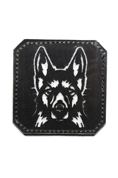VF & WOLFY K9 Бяла светлоотразителна нашивка – Немска овчарка с велкро