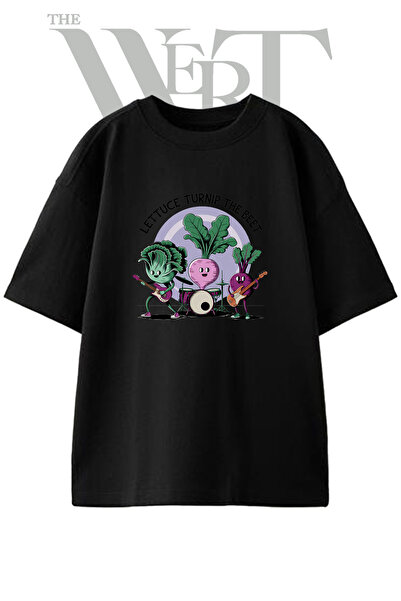 THEWERT Vegetable Bandi Design Printed Unisex Black Oversize T-Shirt