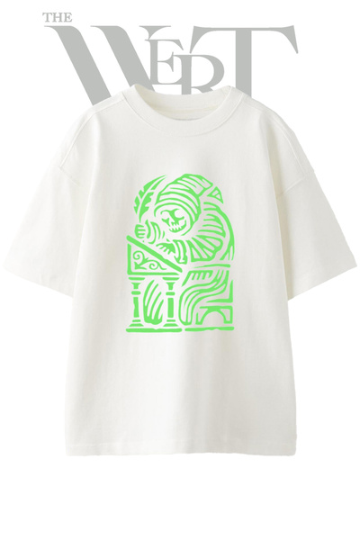 THEWERT Dizajn Skeleton Scribe, štampana unisex bela majica prevelikog kroja