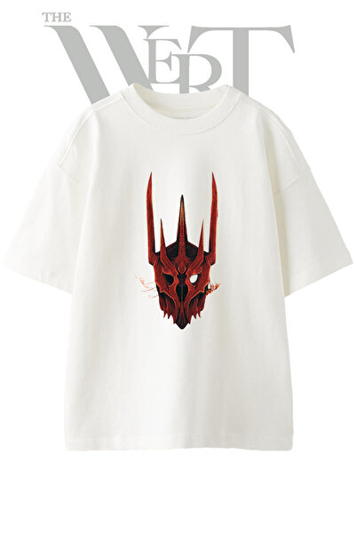 THEWERT Nazgul Helmet Design Printed Unisex White Oversize T-Shirt