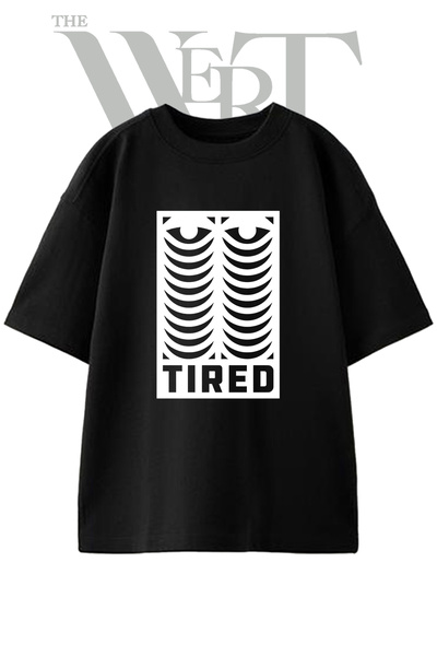 THEWERT Tricou oversize negru unisex cu imprimeu Tired Skeleton Design