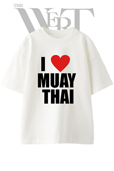THEWERT Tricou oversize alb unisex cu imprimeu Muay Thai Design