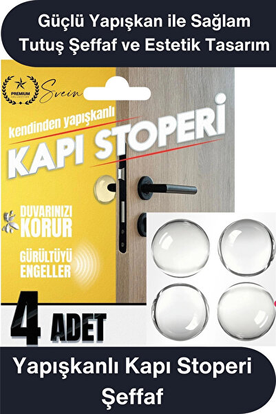 Svein #KapıStoperi Yapışkanlı Kapı Stoperi Şeffaf 4 Adet Kapı Kolu Çarpma Eng...