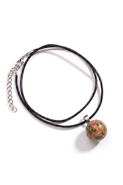 Moon of Noon Natural Unakite Sphere Pendant Necklace – 14mm Polished Gemstone...