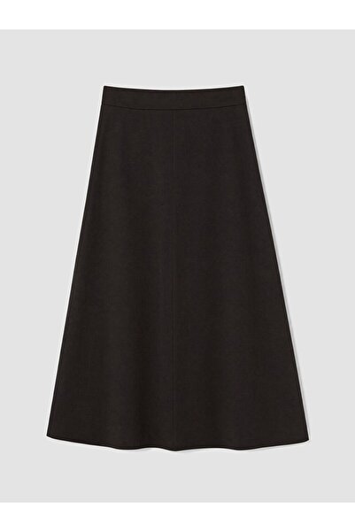 LC Waikiki Lcw Grace Brown Elastic Waist Modal Textured Flared Skirt