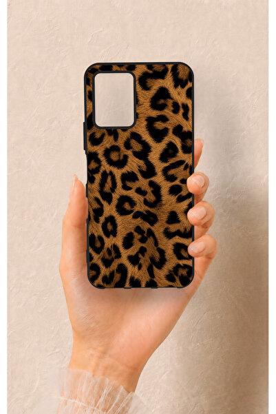 Vip Case Vivo Y21 Uyumlu Koyu Leopar Deri Desenli Silikon Kılıf