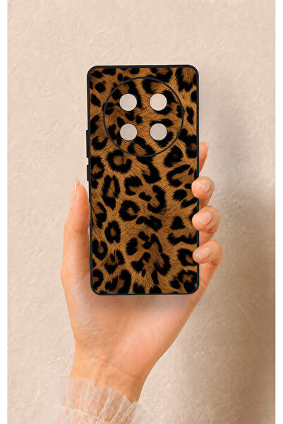 Vip Case Honor Magic 7 Lite 5G Uyumlu Koyu Leopar Deri Desenli Silikon Kılıf