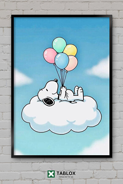 TABLOX Snoopy Dog Minimal Drawing Pictură decorativă din MDF cu ramă din lemn...