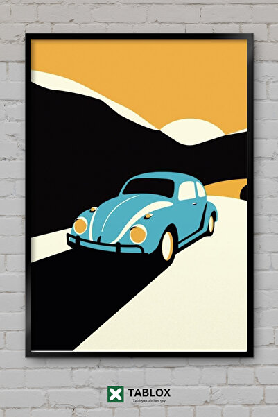 TABLOX Vosvos Retro Car Nostalgic Minimal Design Aesthetic Wooden Framed Deco...