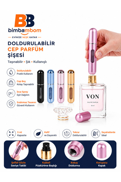 bimbambom Doldurulabilir parfüm şişesi, Seyahat parfüm şişesi, Parfüm Şişesin...