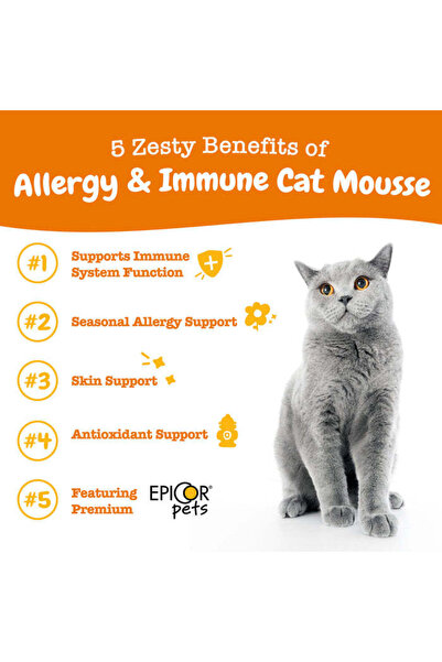 Zesty Paws Cat Mousse Allergy & Immune For Cat - Chicken Flavor - 14 Sachets