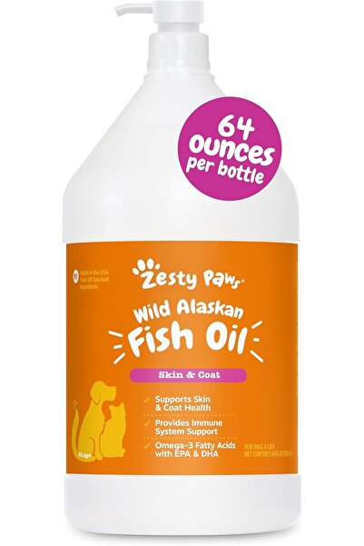 Zesty Paws Wild Alaskan Fish Oil For Dog & Cat - 64oz with Pump