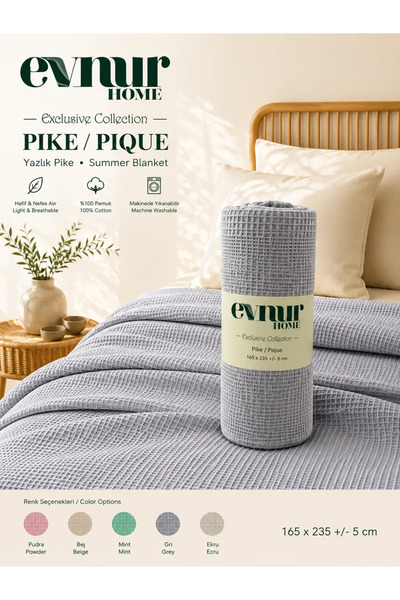 Evnur Home Lüks Pike Tek Kişilik 160x235 GRİ