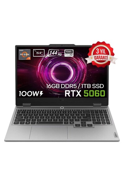 LENOVO LOQ 15AHP10 AMD Ryzen 7 250 GeForce RTX 5060 8GB 100W 8 GB Ram 512 GB ...