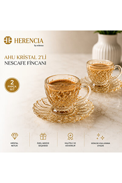 SELÇUK Lüks Kristal 2’li kahve Fincanı ( Amber )