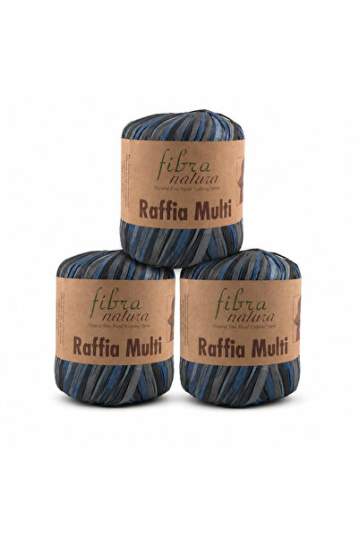 Fibra Natura Ebruli Kağıt ip, 3lü paket Çanta ipi , Raffia Multi 117-07