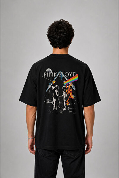 cesita Μπλουζάκι Pink Floyd με στάμπα, υπερμεγέθη, βαμβακερό, μαύρο