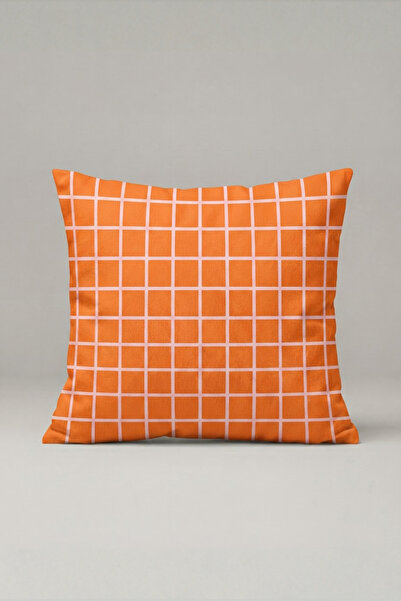 Generic Brand Orange and White Checkered Throw Pillow Cover 165 – Tangerine G...